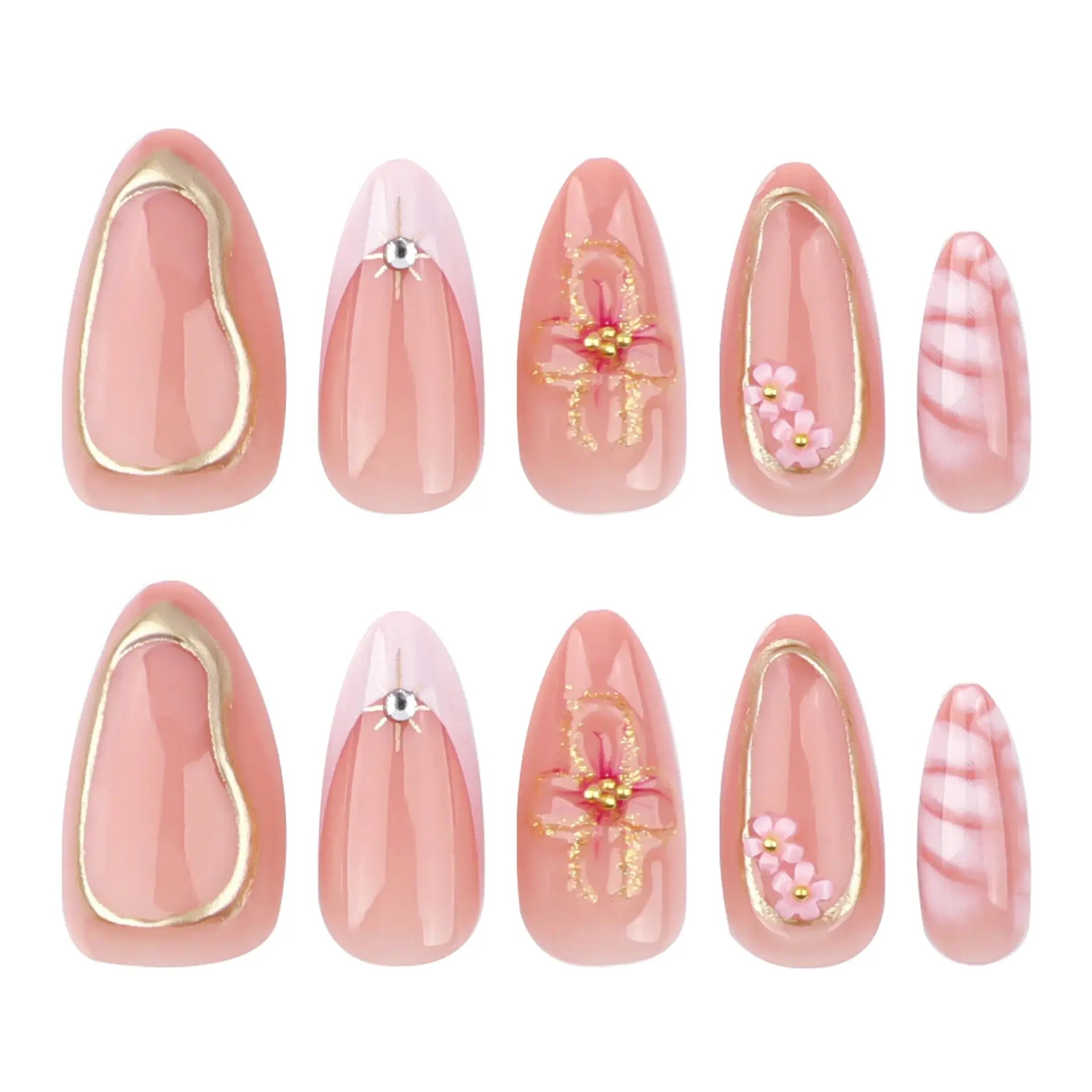 Golden Blush press-on nails full set