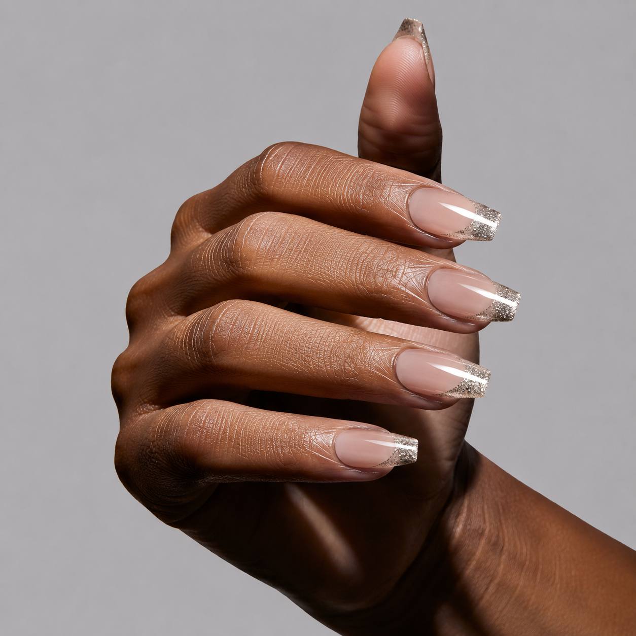 Golden Champagne square press-on nails