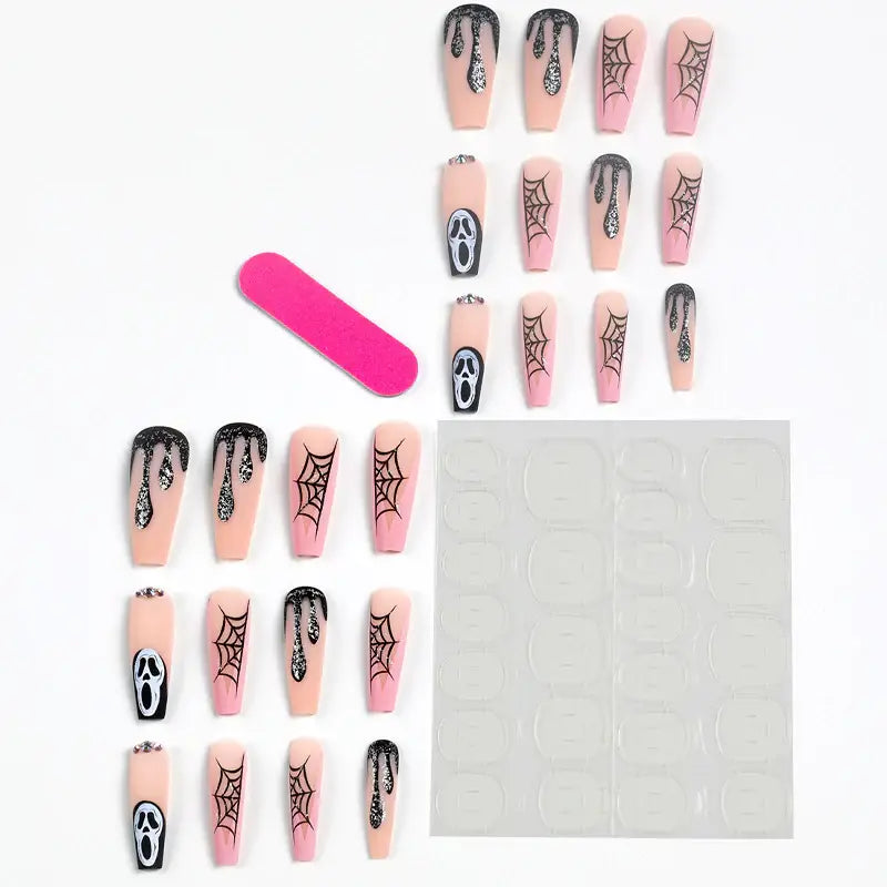 Pink Phantom press-on nails close-up