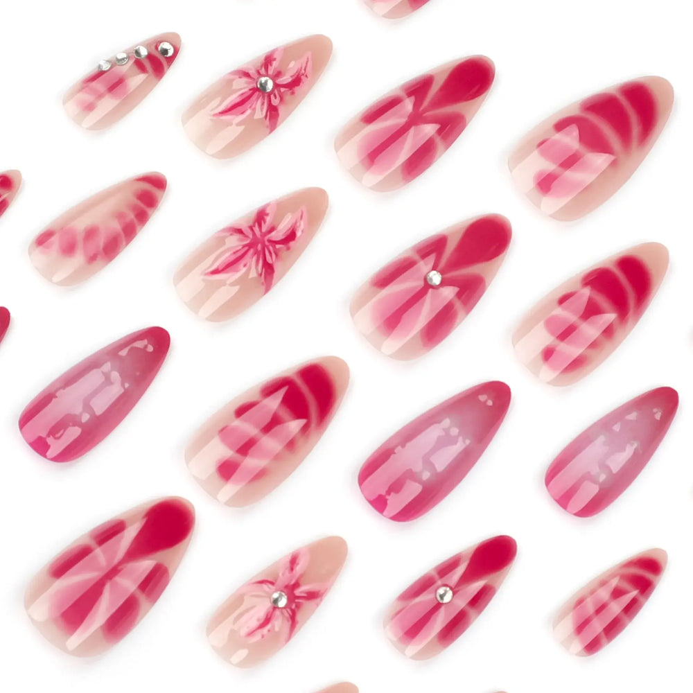 Blush Bloom press-on nails close-up