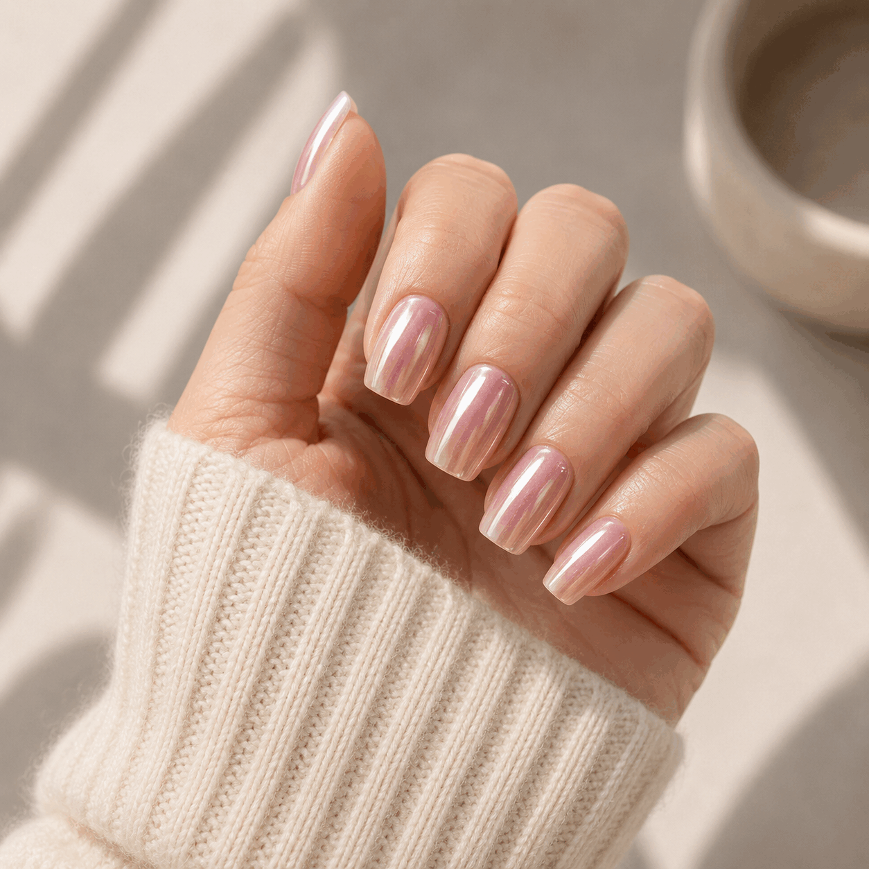 Rosy Veil rosy nude jelly square press-on nails with glossy sheer finish