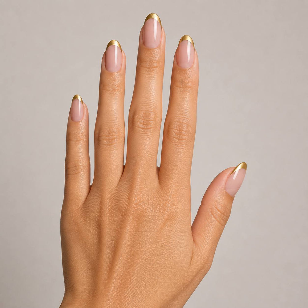 Soft Gold French almond press-on nails