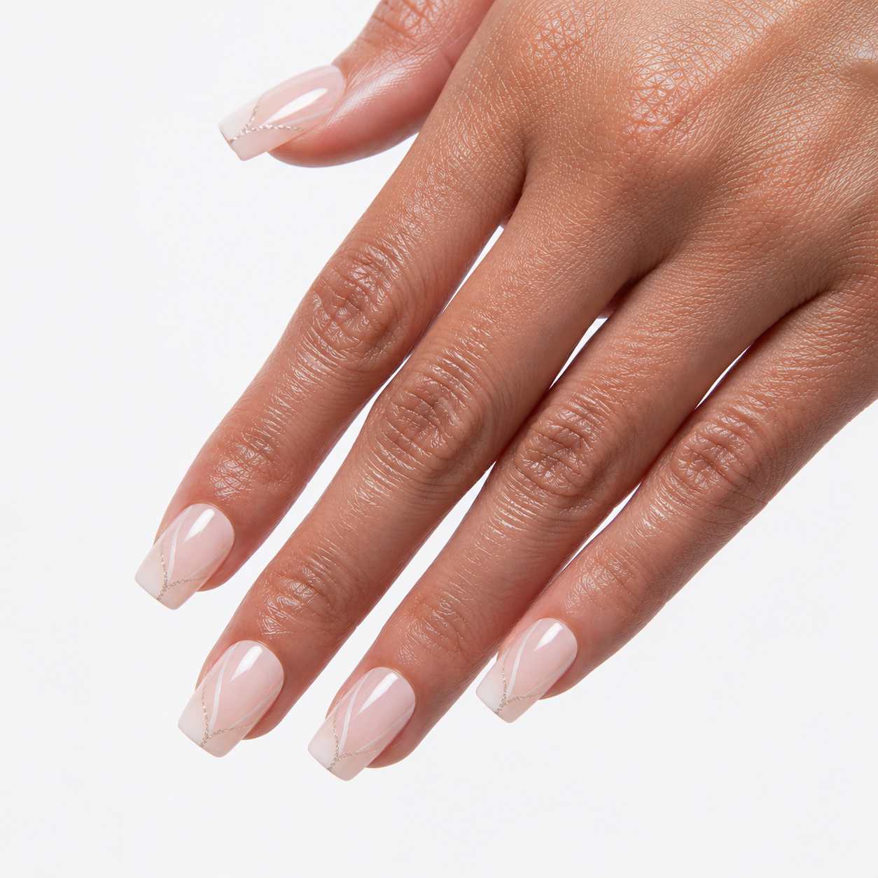 Ivory Spark short ballerina press-on nails with soft white French tips and glossy finish