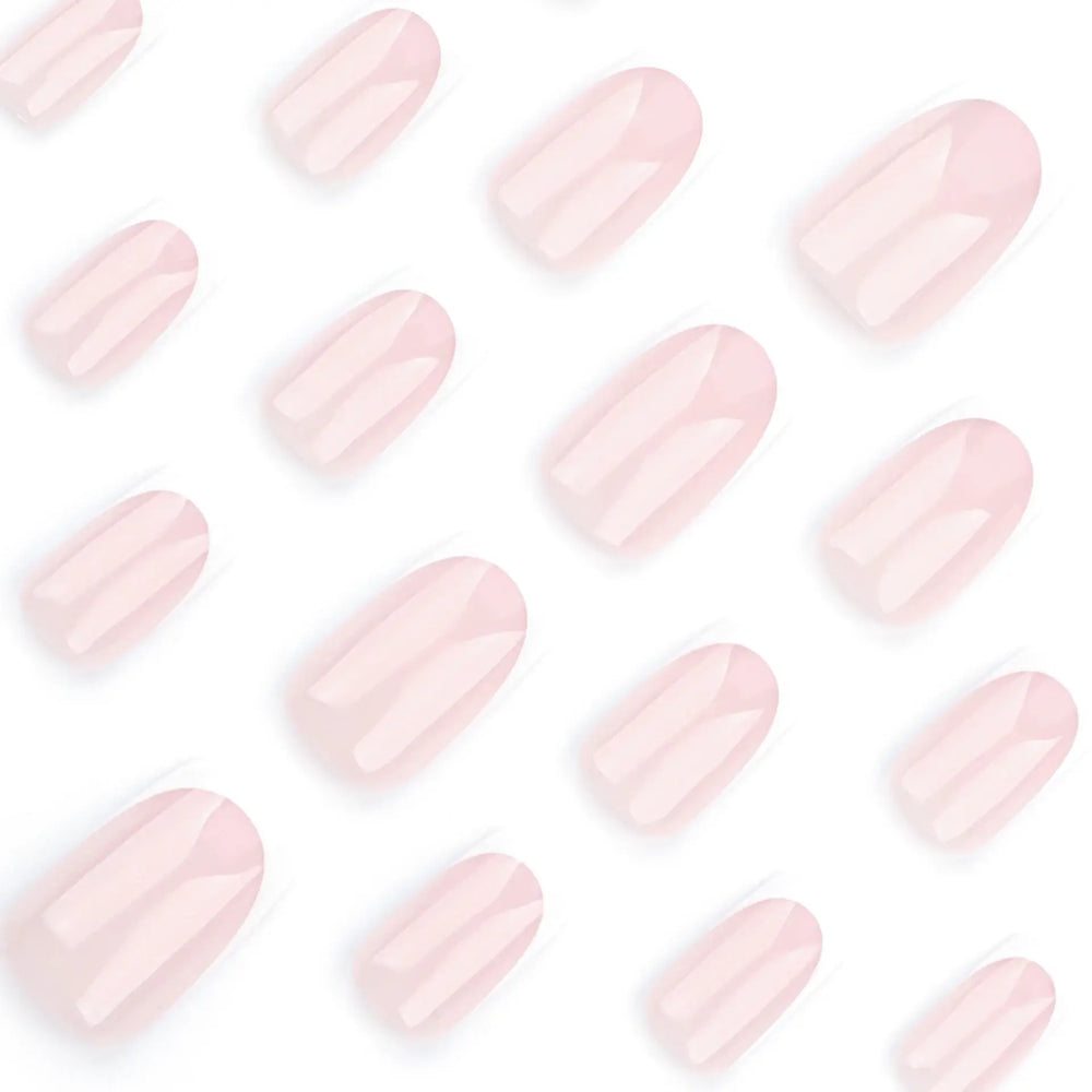 Bare Nude French Tip Square Press-On Nails close-up