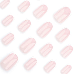 Bare Nude French Tip Square Press-On Nails close-up