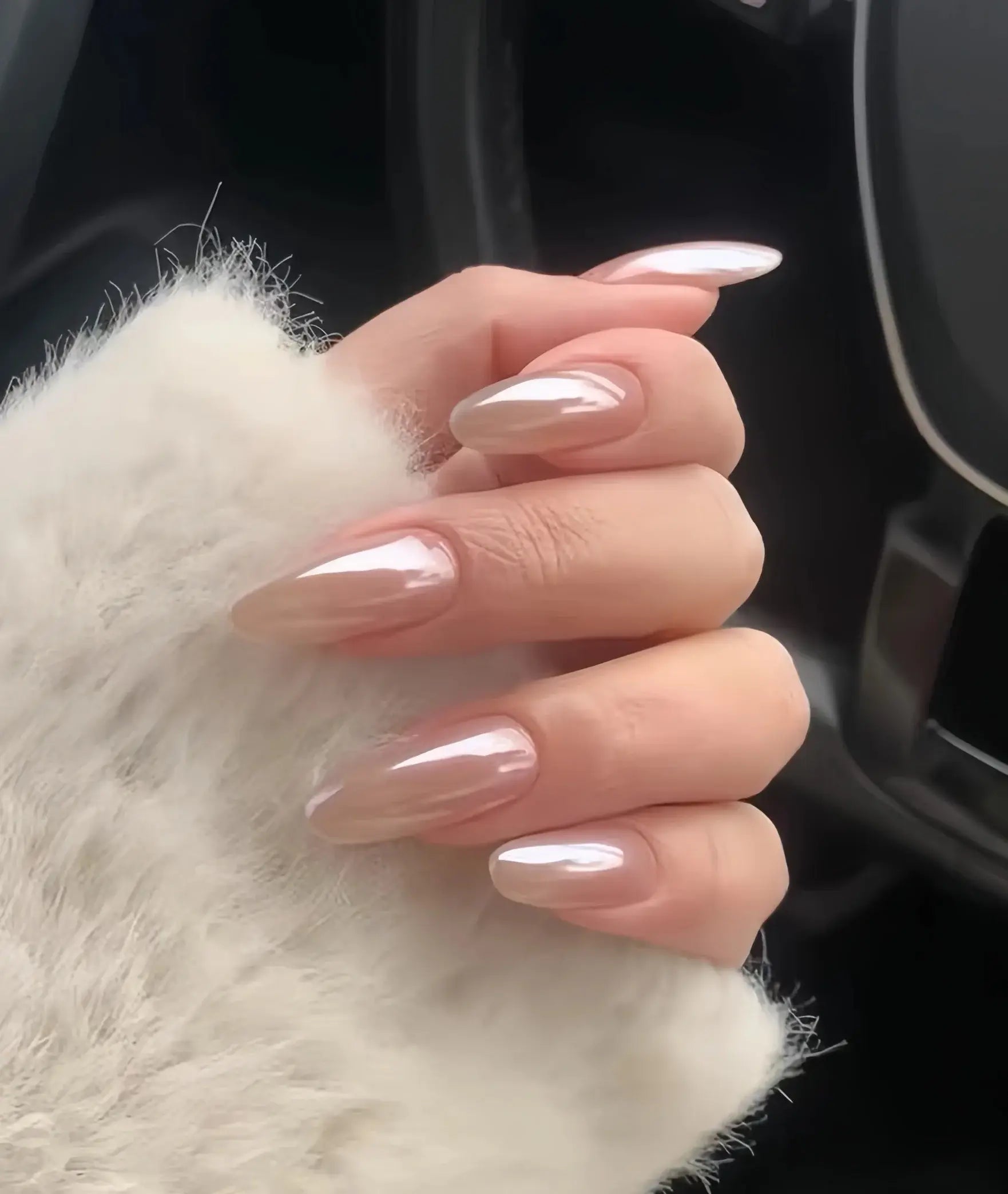 Glazed Blush press-on nails on hand