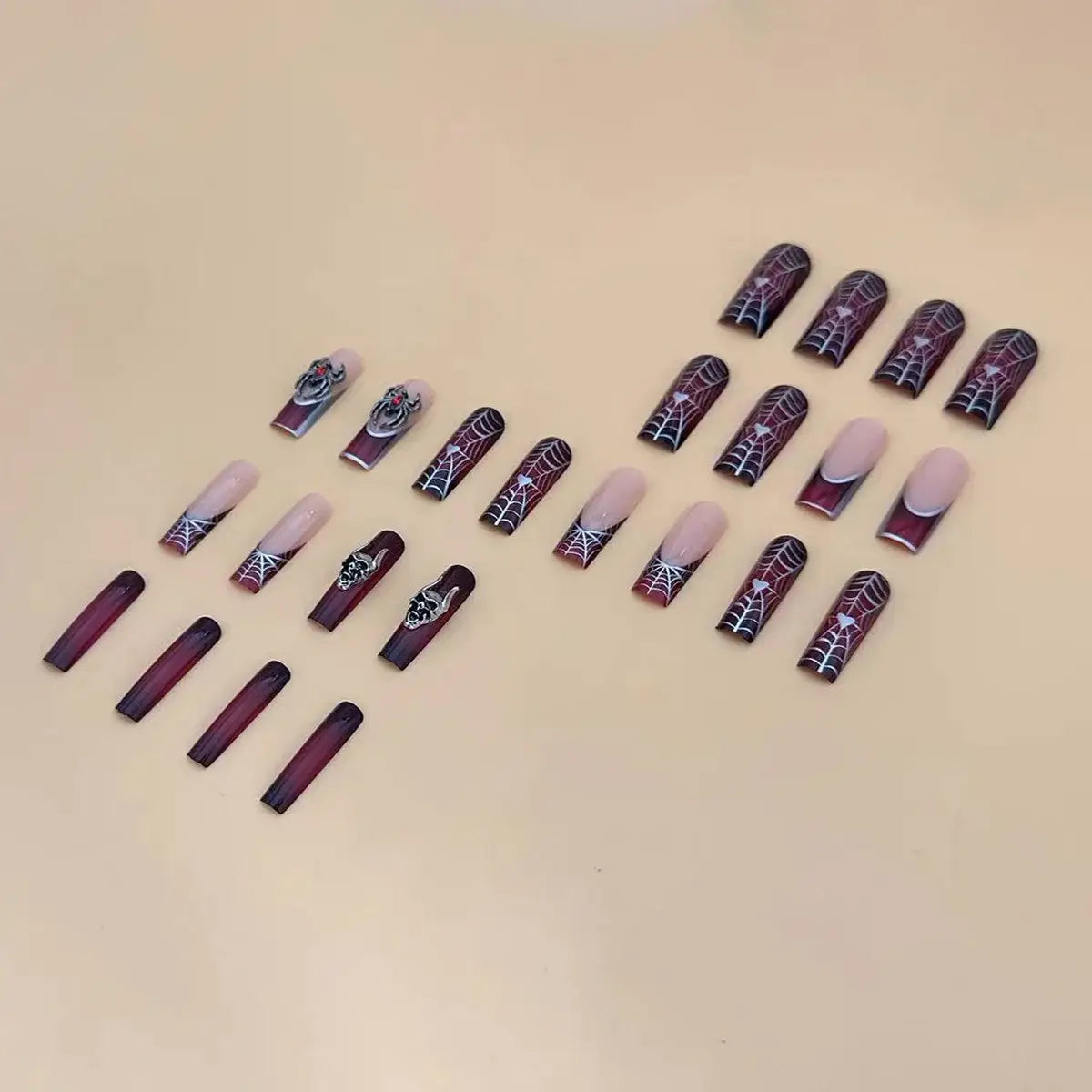 Dark Spell press-on nails applied