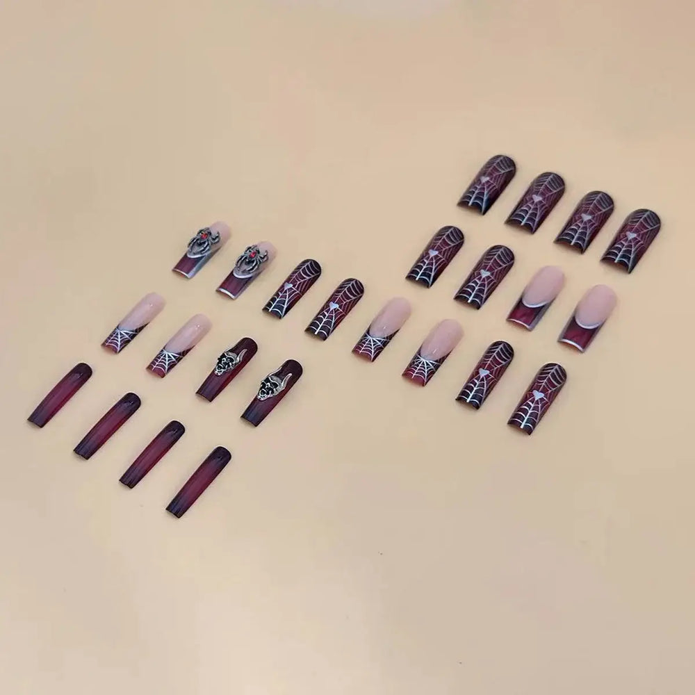Dark Spell press-on nails applied