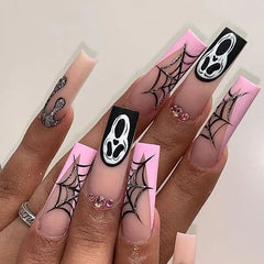 Pink Phantom coffin press-on nails