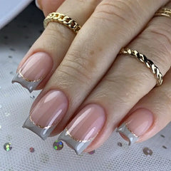 Champagne Veil square press-on nails