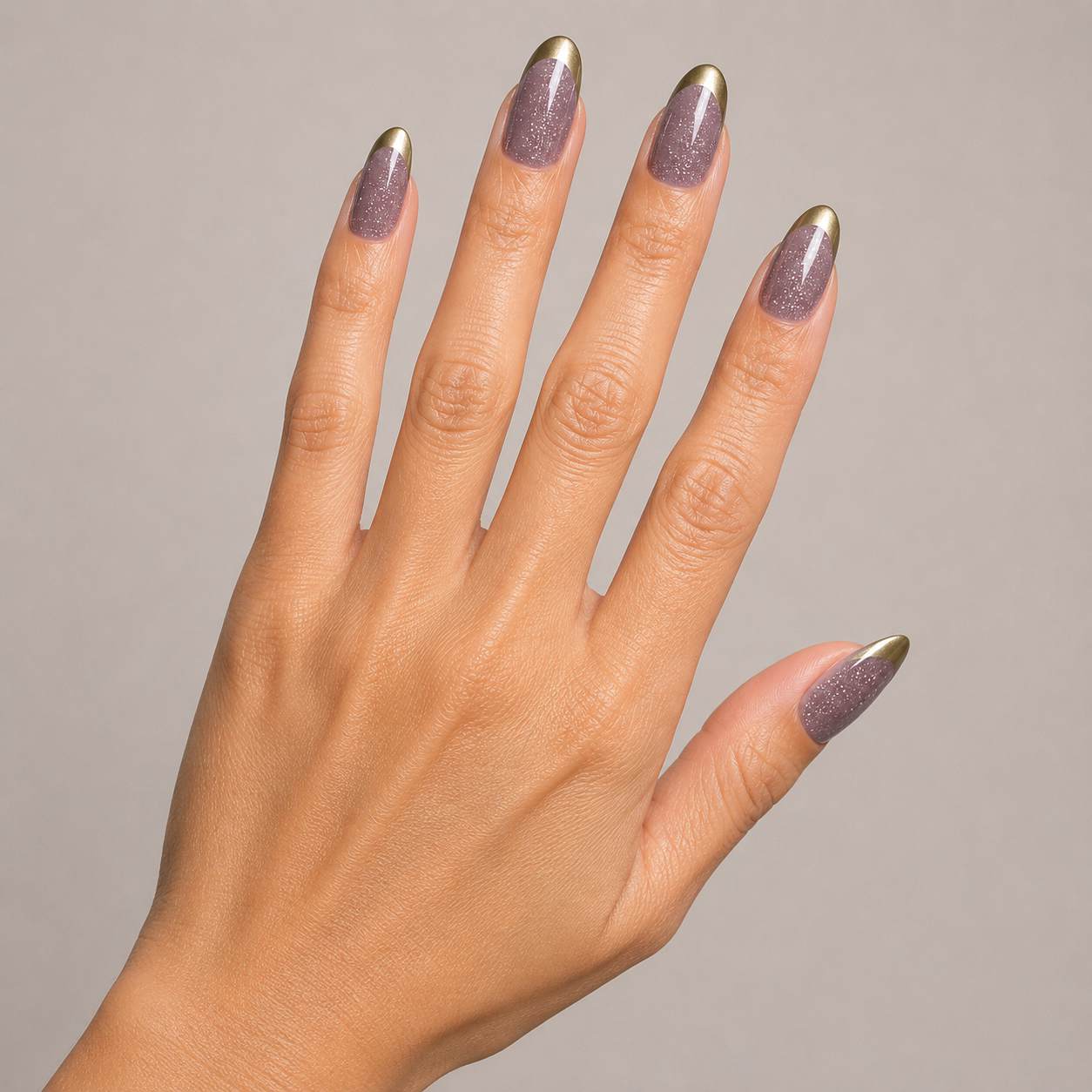 Golden Lavender press-on nails close-up