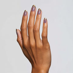 Golden Lavender press-on nails on hand
