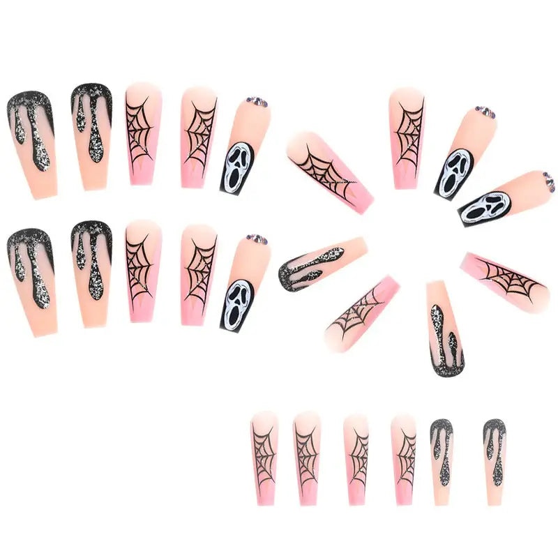 Pink Phantom press-on nails applied