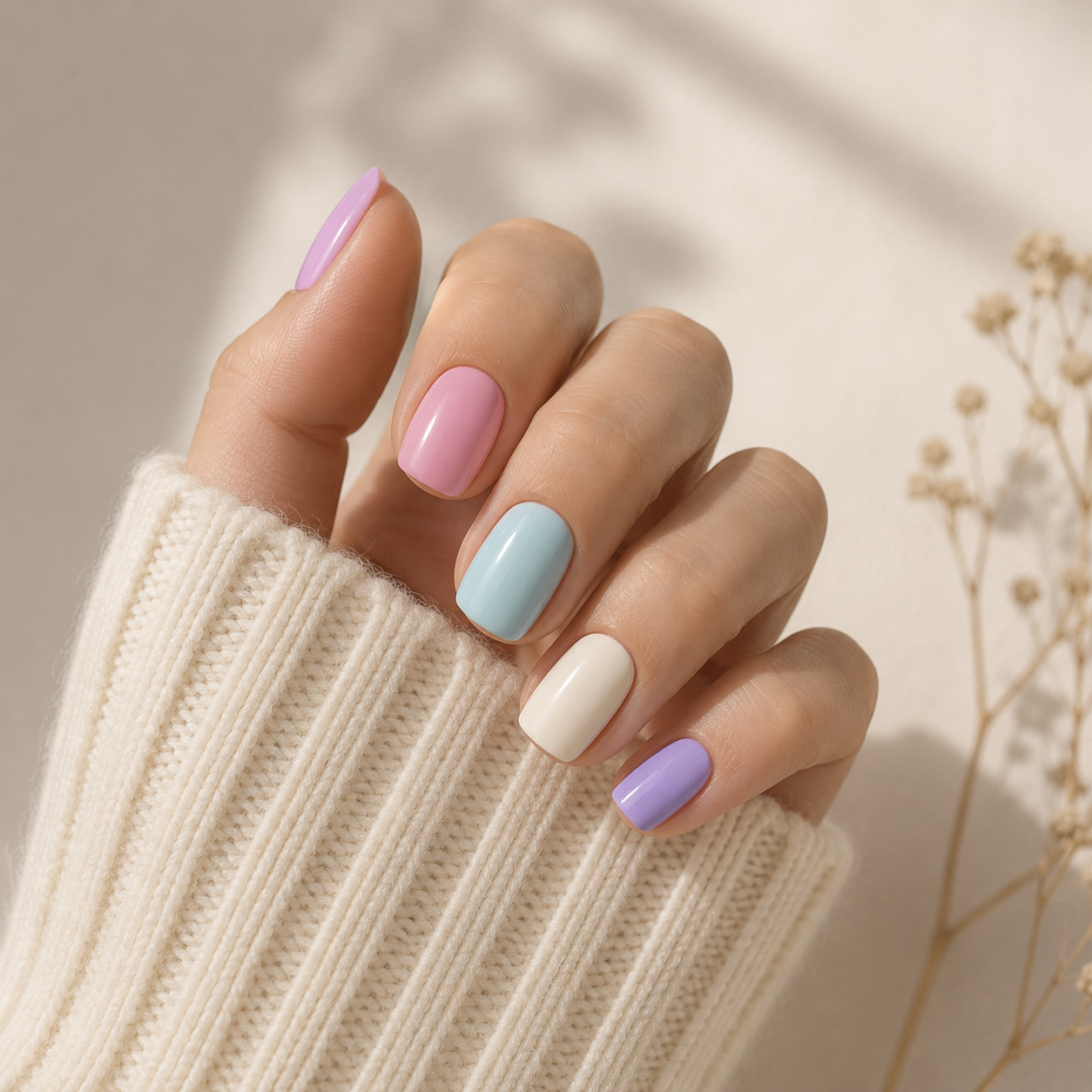 Candy Blush pink bow square press-on nails with pastel glossy finish
