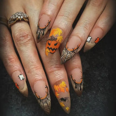Midnight Spell almond press-on nails