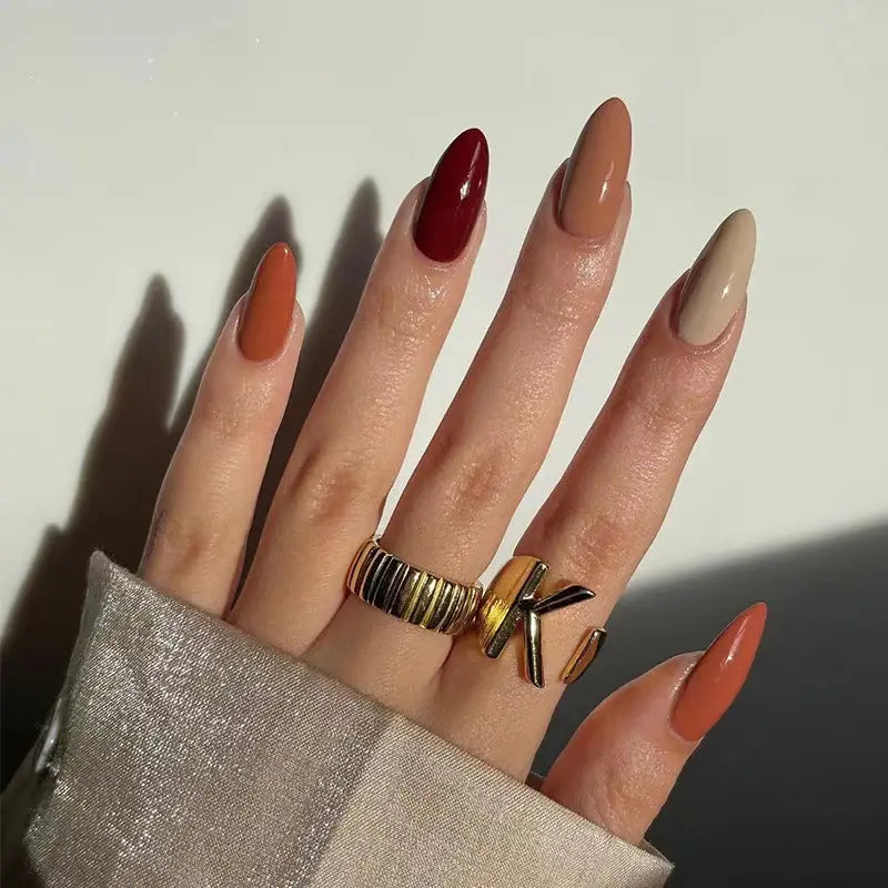 Autumn Glow almond press-on nails