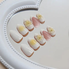Peach Bloom press-on nails close-up
