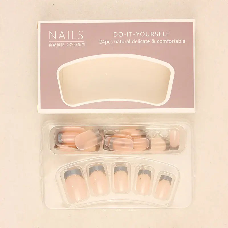 Champagne Veil press-on nails close-up